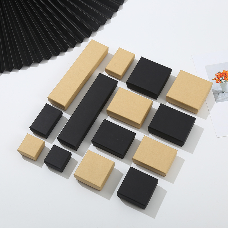 Factory heaven and earth cover jewelry packaging box ring necklace carton Kraft paper gift packaging box can be printed logo spot