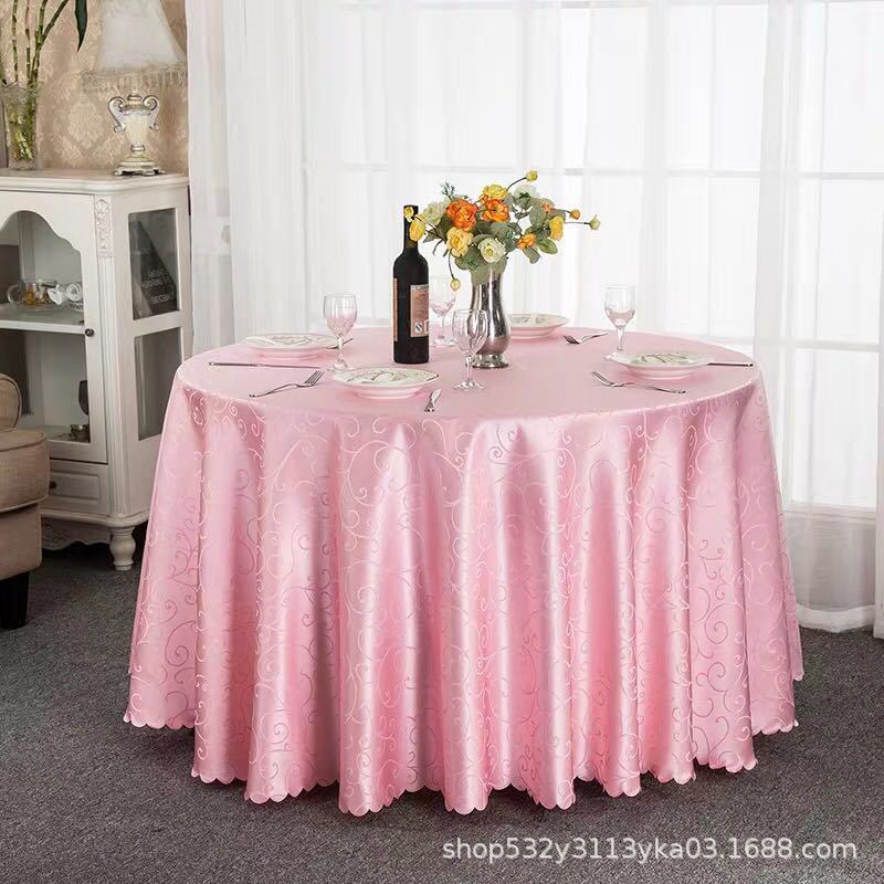 Picture of Large Round Table Restaurant Tablecloth Hotel Restaurant Banquet Family Usable Round Wedding European Tablecloth Table Cover Cross-Border