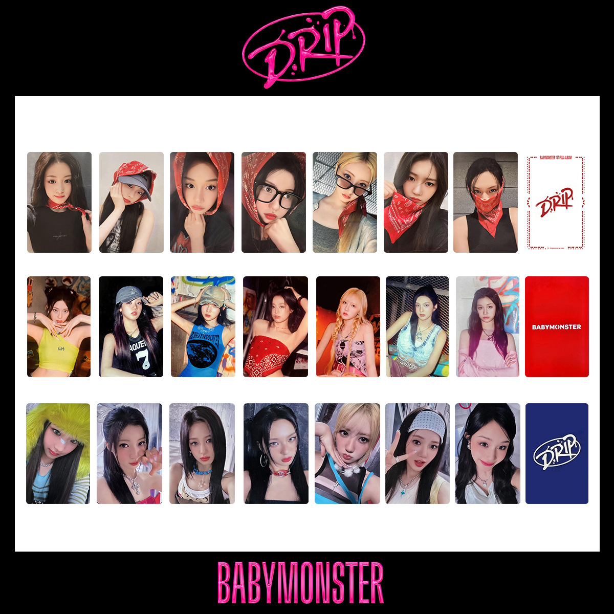 BABYMONSTER monster Drip album small card turban version TAG corner dew tea xian flash random card