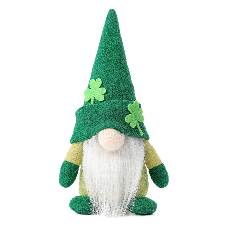 New Rudolph Doll Irish Trick Festival Green Hat Doll Faceless Old Man Green Leaf Holiday Decoration