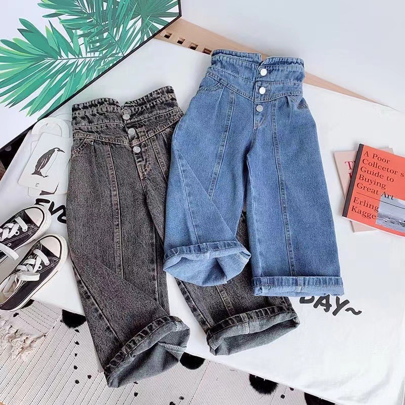 Children's Clothing Girls Wide-Leg Pants 2025 New Spring & Fall Baby Style Straight Pants Kidsren's High-Waisted Jeans Pants