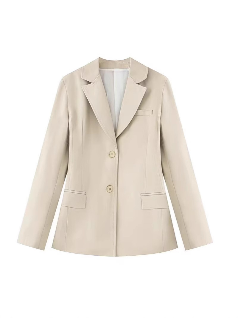 Picture of Zr Cross-Border 2025 Spring New Amazon European and American Fashion Casual Pure Color Single-Breasted Waist Suit Jacket
