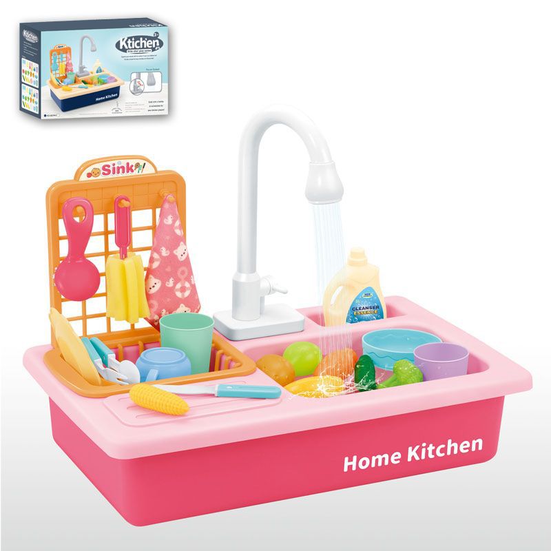 Picture of Children's Simulation Dishwasher Washing Basin Circulating Water Outlet with Stove Baby Play House Water Kitchen Toy Gift