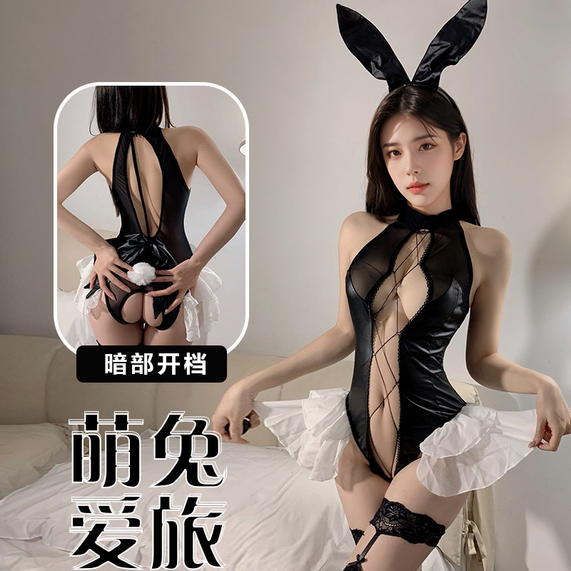 plus size Bunny Sexy COS Uniform Pure Sex Backless Tight Strap Mesh Cosplay All-in-one