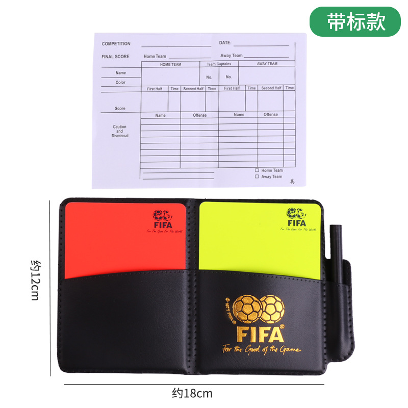 Picture of Football Thickened Red and Yellow Card Record Book Red and Yellow Card Referee Tool with Leather Holster Recording Paper Pencil for Referee