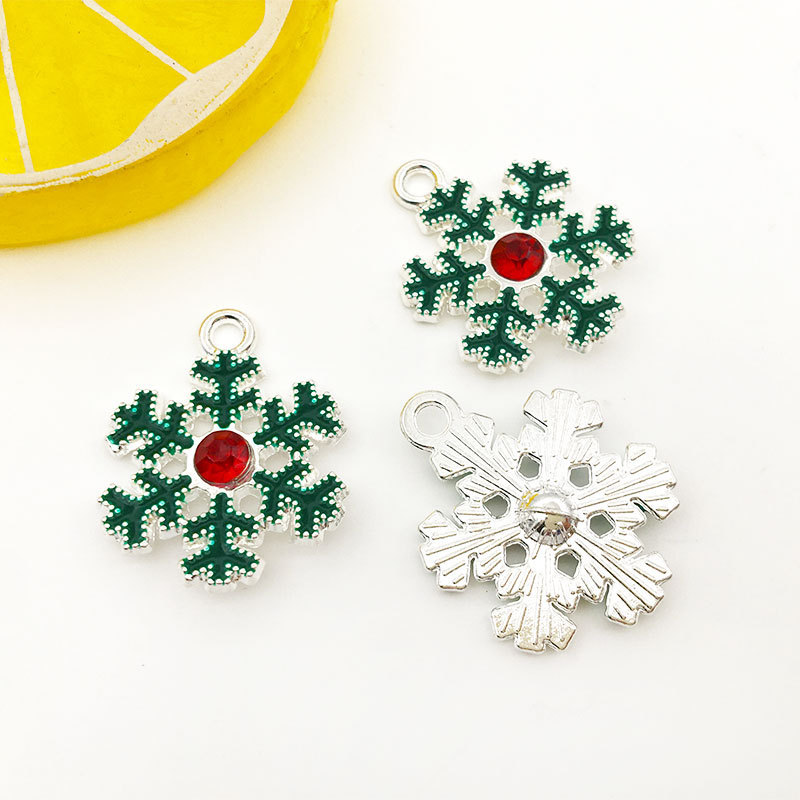 Picture of 1 Christmas tree snowflake bell diy alloy accessories bracelet necklace key ring small pendant oil drop small pendant