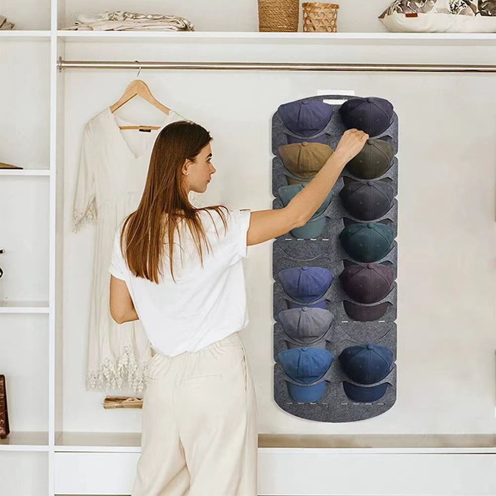 Amazon New Felt Storage Hanging Bag Door Rear Wall Baseball Hat Storage Rack Cap Storage Wall Hanging Bag