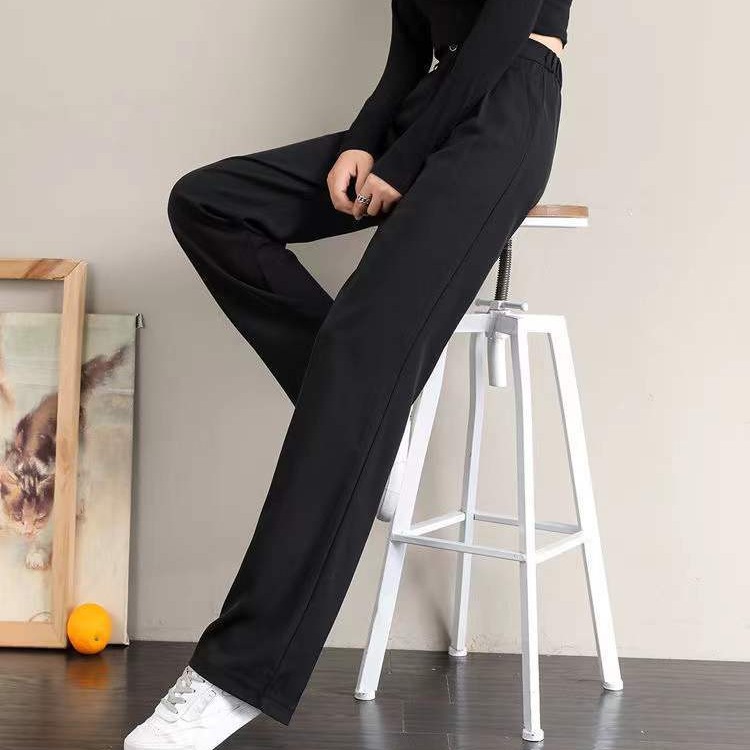 Picture of New wide-leg pants women's high waist 20 black suit autumn draping 23 casual pants chubby girl straight pants fashion