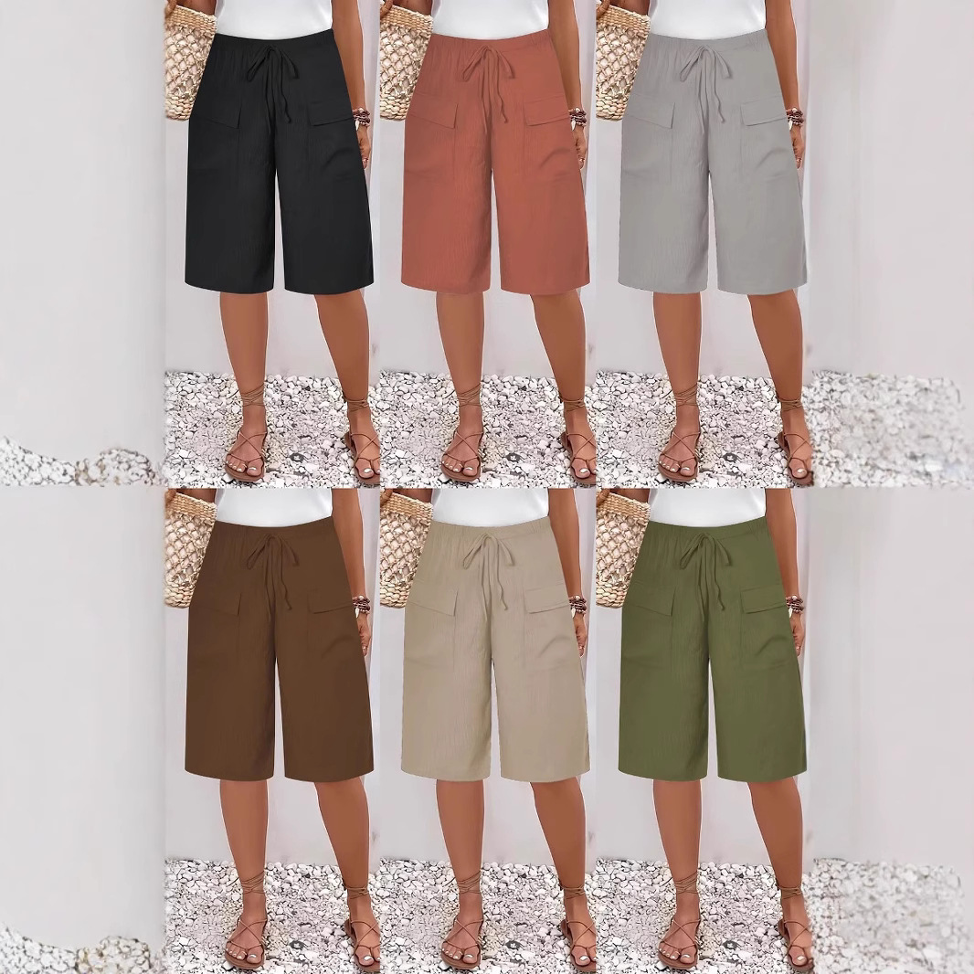 Europe and the United States cross-border 2025 new TEMUwish Xiyin foreign trade women's pocket casual five shorts women