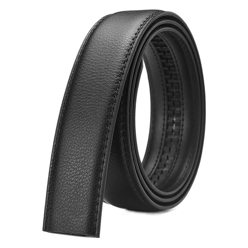 Belt Men's Genuine Leather Non-Buckle Automatic Buckle Men's Belt Cowhide Youth Headless Body Trendy Young People Without Buckle