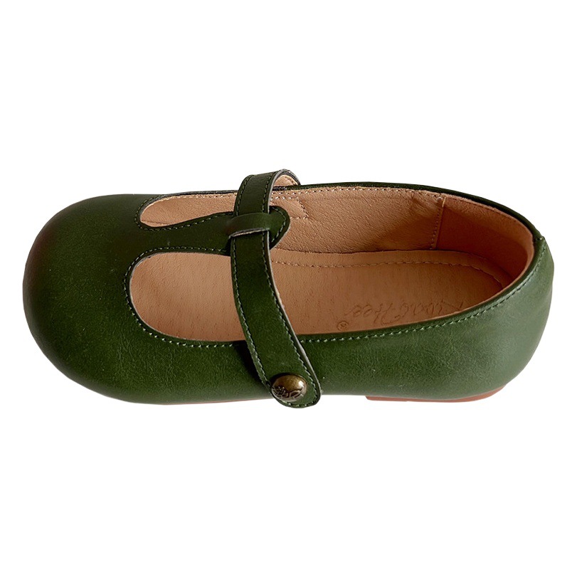Children's Spring and Autumn New Girls' Western Style All-match Retro Small Leather Shoes Niche Milk Shoes T-shaped Shallow Mouth Mary Jane Shoes