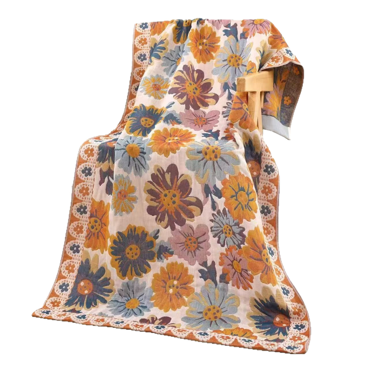 Picture of Gauze Bath Towel 160x 80cm Multifunctional Small Blanket Four Seasons Universal Multi-layer Adult Couple Seaside