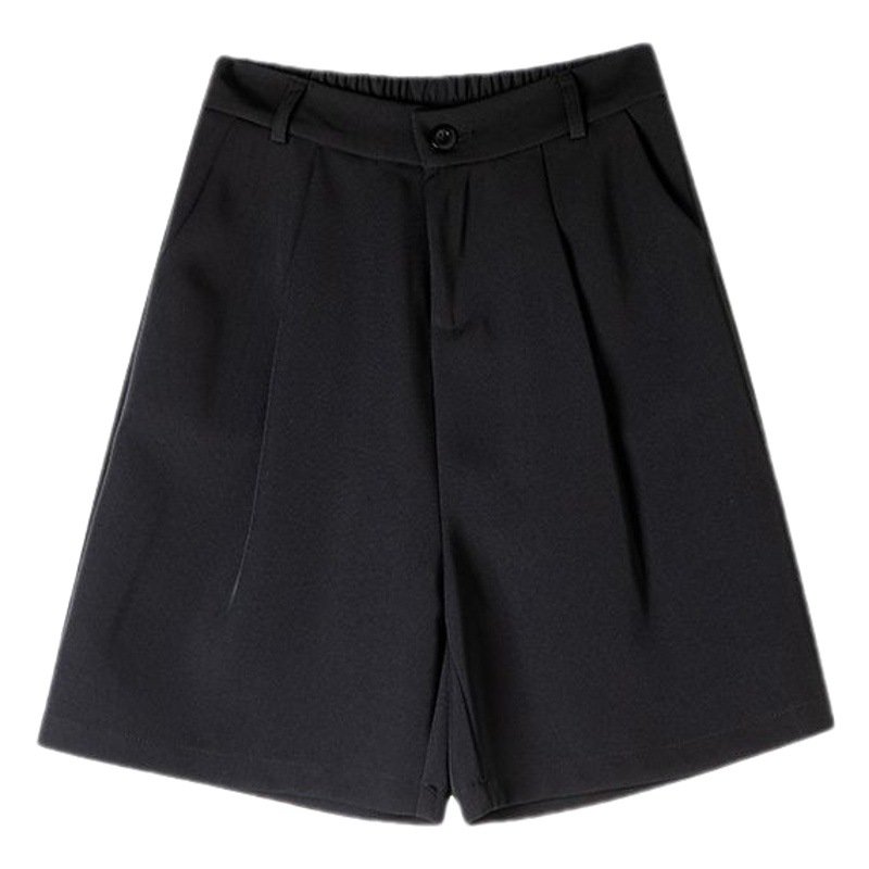 Women's Plus Size Chubby Girl Black Suit Shorts High Waist Slimming Loose Casual Wide Leg Straight a-Shaped Five-point Pants