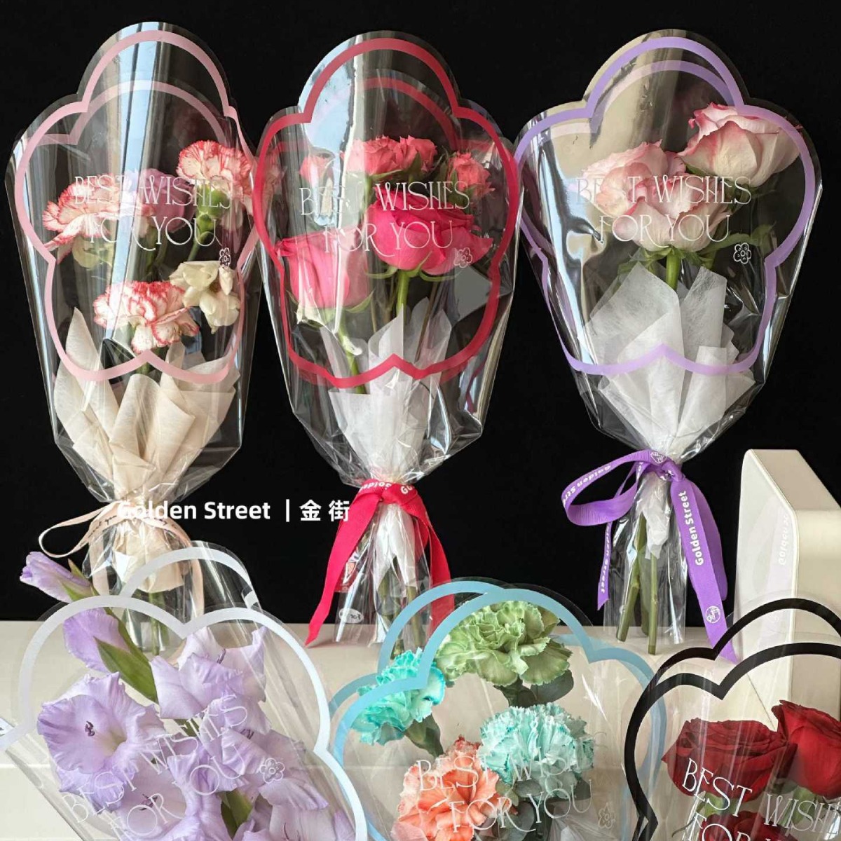 Flowers blossoming single bag bouquet packaging bag diy flowers floral opp mother's day flower shop materials wholesale