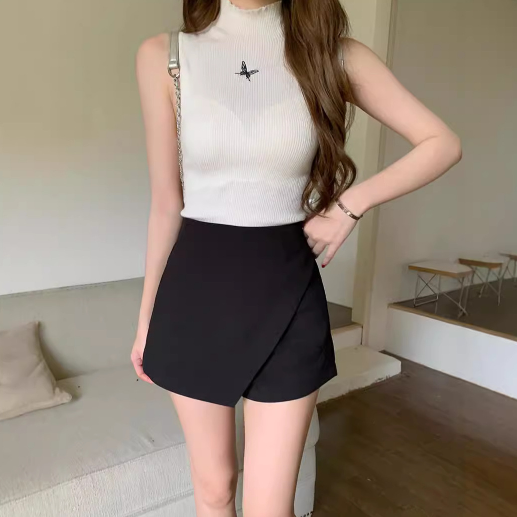 Super Slim Suit Culottes Women's Korean-style New Solid Color All-match Straight Shorts Hot Girl A- line Skirt Short Skirt