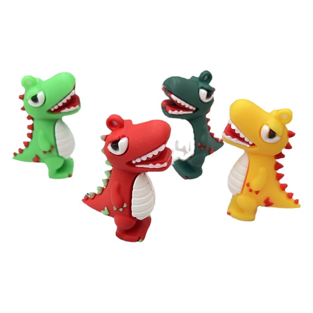 Cartoon small dinosaur key chain pendant striped dinosaur key chain doll silicone small dinosaur key chain small gift