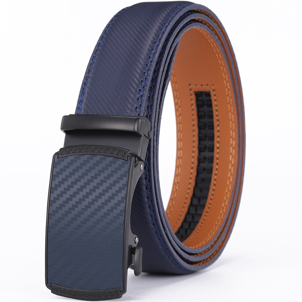 Fashion Blue 3.5cm Automatic Buckle Belt Casual Belt Genuine Leather Men's Belt Men's Amazon Explosions
