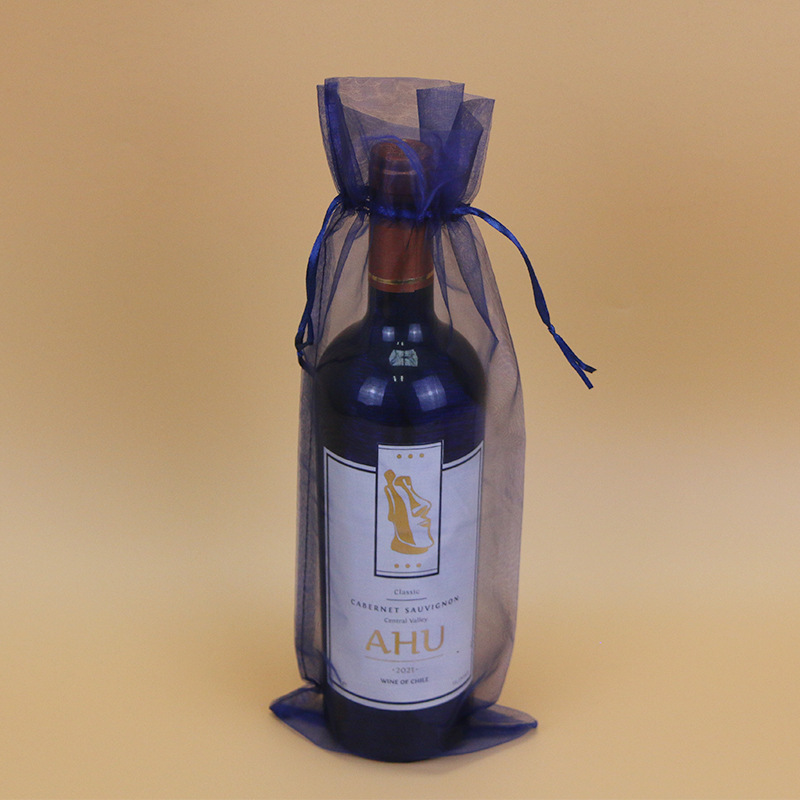 Picture of Drawstring wine bag yarn bag organza drawstring gift yarn bag drawstring red wine gift packaging bag in stock straight hair