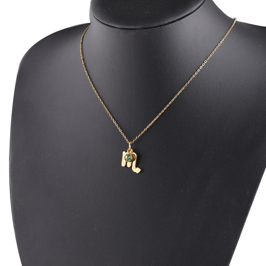 Picture of Golden Twelve Constellation Necklace Lucky Birthstone Birthstone Necklace European and American Constellation Necklace Stainless Steel Jewelry