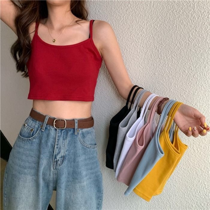 Wholesale Summer Korean Style Slimming Camisole, Feminine Outer Wear, Discreet Hong Kong Style Short Top for Women