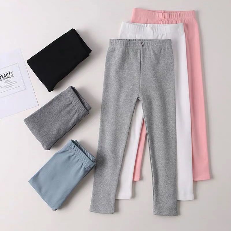Picture of Girls Leggings Spring and Autumn Thin White Outer Wear Children's Women's Black Autumn Cotton Grey Baby Thick Long Pants