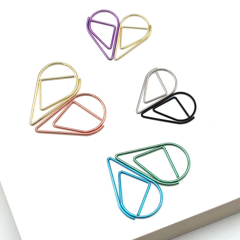 Picture of Cute Water Drops Paper Clip Office Supplies Creative Return Needle Return Needle Bookmark Golden Paper Clip