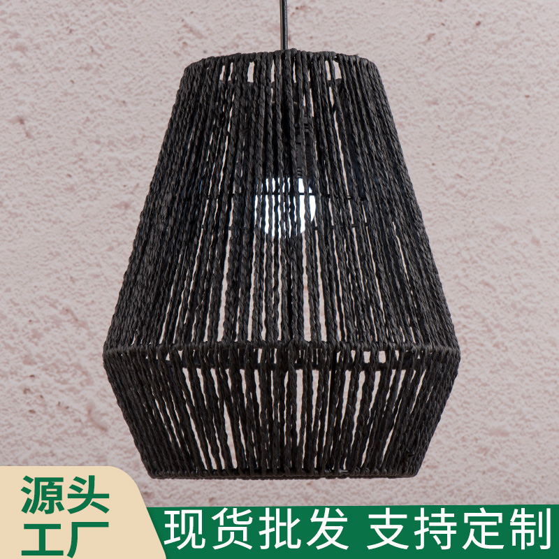 Lampshade Restaurant Homestay Bar Counter Chandelier Study Bedroom Creative Personality Retro Rattan Art Hand-woven Lamps Decoration