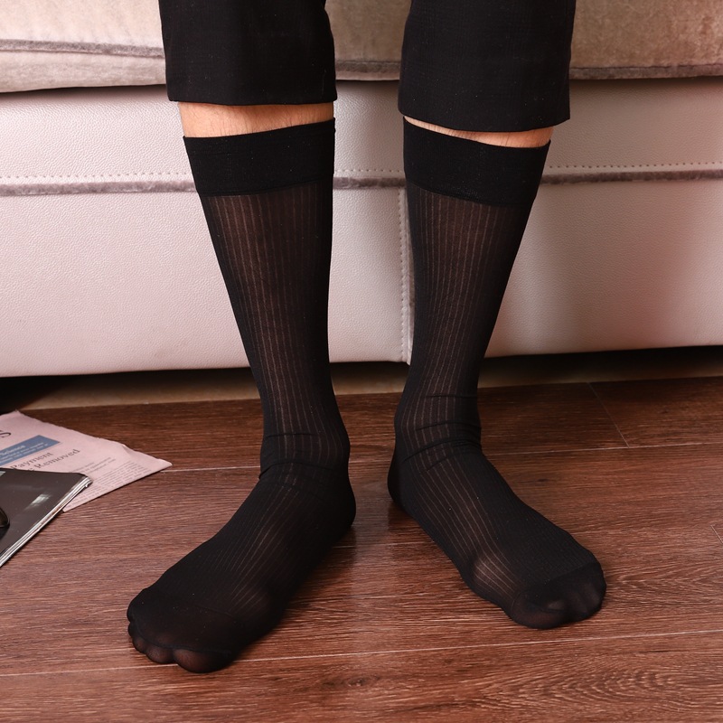 Men's business socks high black stockings nylon Japanese sexy fashion with leather shoes for work professional wholesale