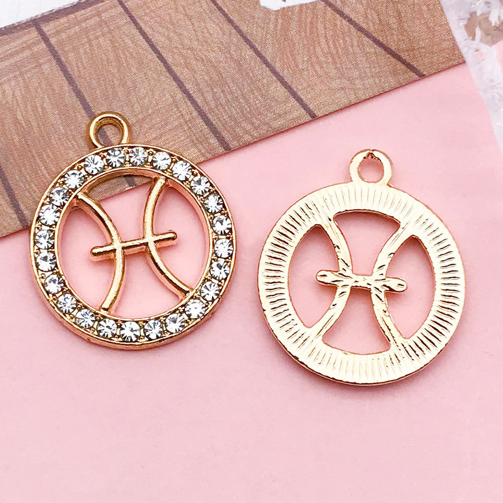 Picture of Twelve Zodiac Signs Cross-Border Zodiac Signs with Diamonds Alloy Accessories DIY Combination Necklace Earrings Pendant Pendant Accessories
