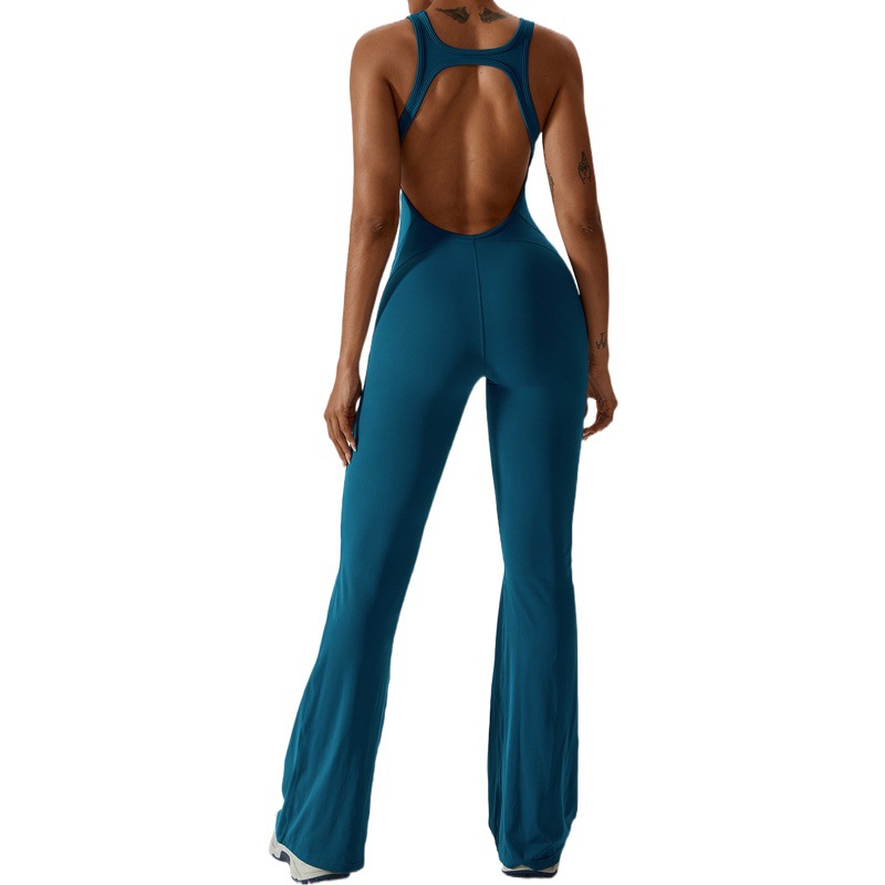 European and American Quick-Drying Tight-Fitting Yoga Clothes, Dance Sports Fitness Clothes, Hip-Raising, Tummy-Tightening, Slightly Flared One-Piece Yoga Clothes 8117