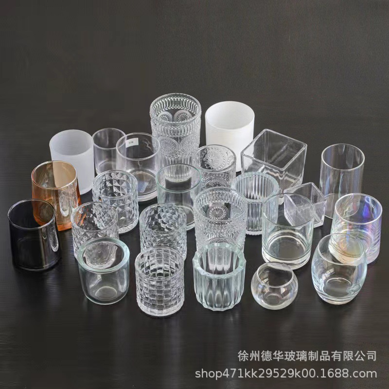 Picture of Transparent candle cup glass jar bedroom romantic Candlestick cup color frosted glass container aromatherapy empty cup with lid