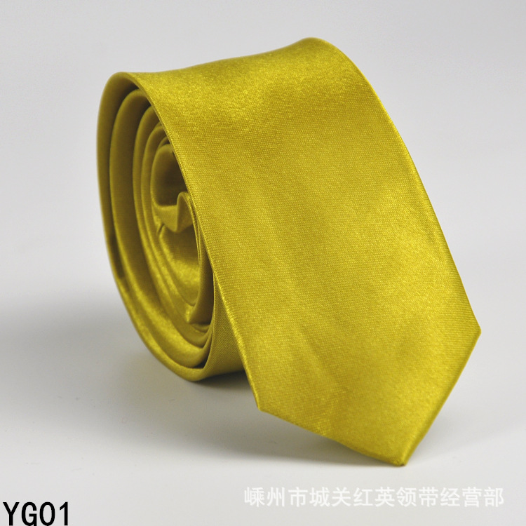 Picture of Solid color tie men's casual 5cm Korean style artificial silk narrow tie for workplace wedding business administrative wholesale