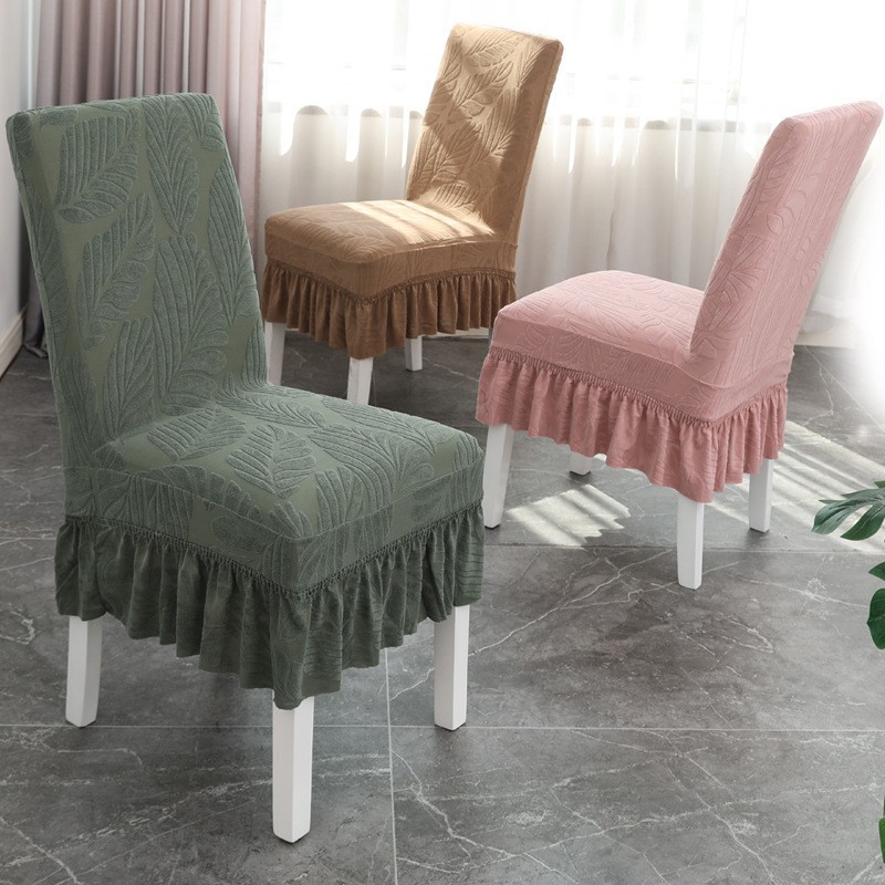 Picture of Four Seasons Universal Household Dining Table Chair Cover Chair Cover Light Luxury Hotel Restaurant Jacquard Skirt Elastic Chair Cover Simple