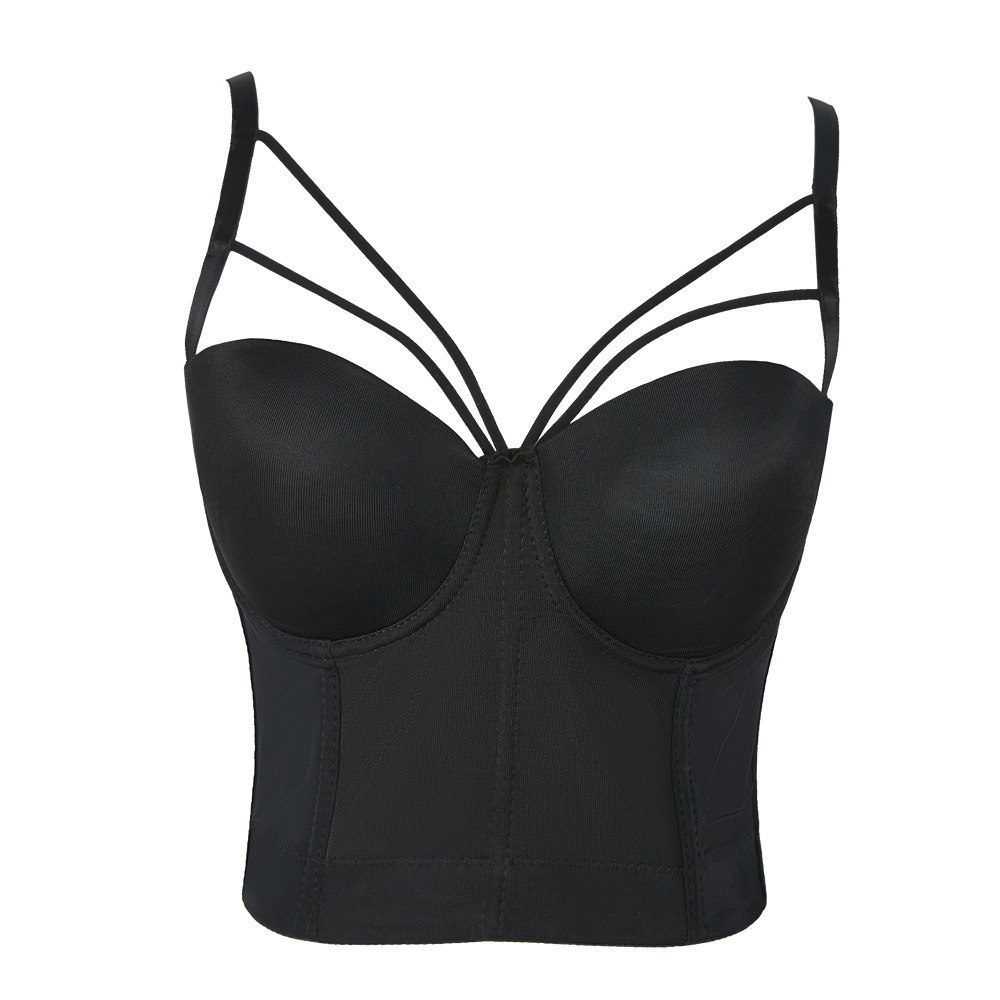 European and American Amazon AliExpress Cross-border Wear Steel Ring Triangle Multi-shoulder Strap Camisole Vest Women's Shaping Fishbone Bra
