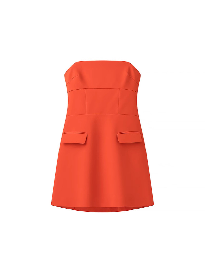 Amazon wholesale spring new women's solid color pullover collar sleeveless flap ornaments tube top short dress