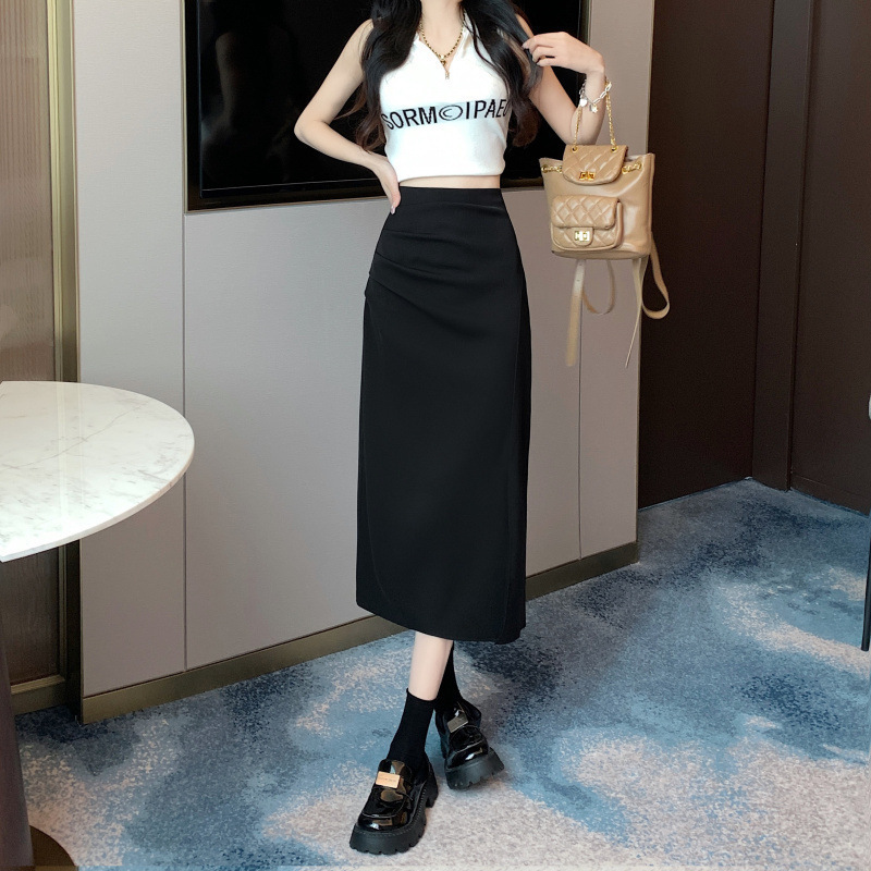 Picture of 2023 Split Skirt Women's Early Autumn Hip Skirt New High Waist Slimming Skirt Mid-length A- line Skirt One-step Skirt