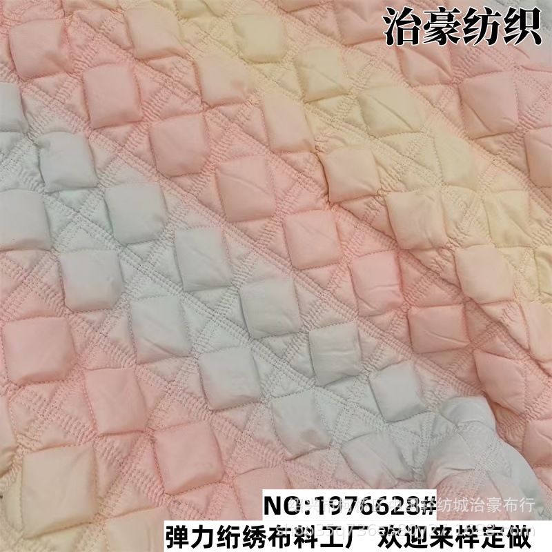 Cloud Wrinkled Oxford Stretch Embroidered Stereo Flower Quilted Bag Fabric Casual Diamond Plaid Bubble Cloth Crossbody Bag Fabric