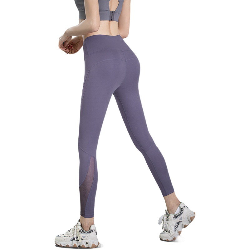 Juyitang peach yoga pants women's high waist stretch mesh stitching sports tights hip lifting fitness pants women
