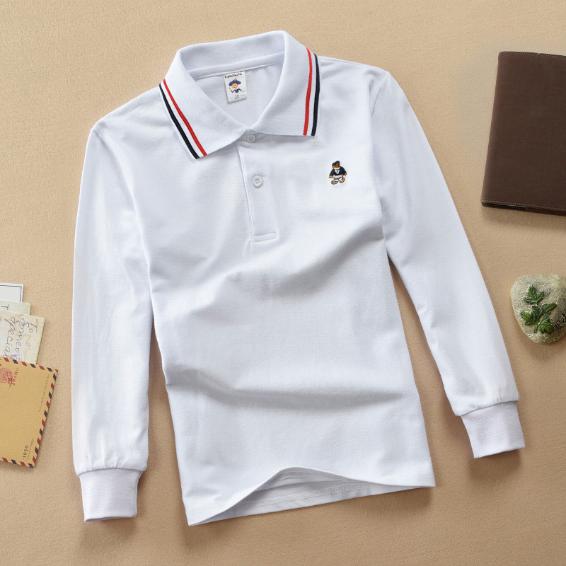 Picture of Children's long-sleeved polo kidsT-shirt 2025 spring and autumn pearl cotton cotton stretch breathable long-term goods
