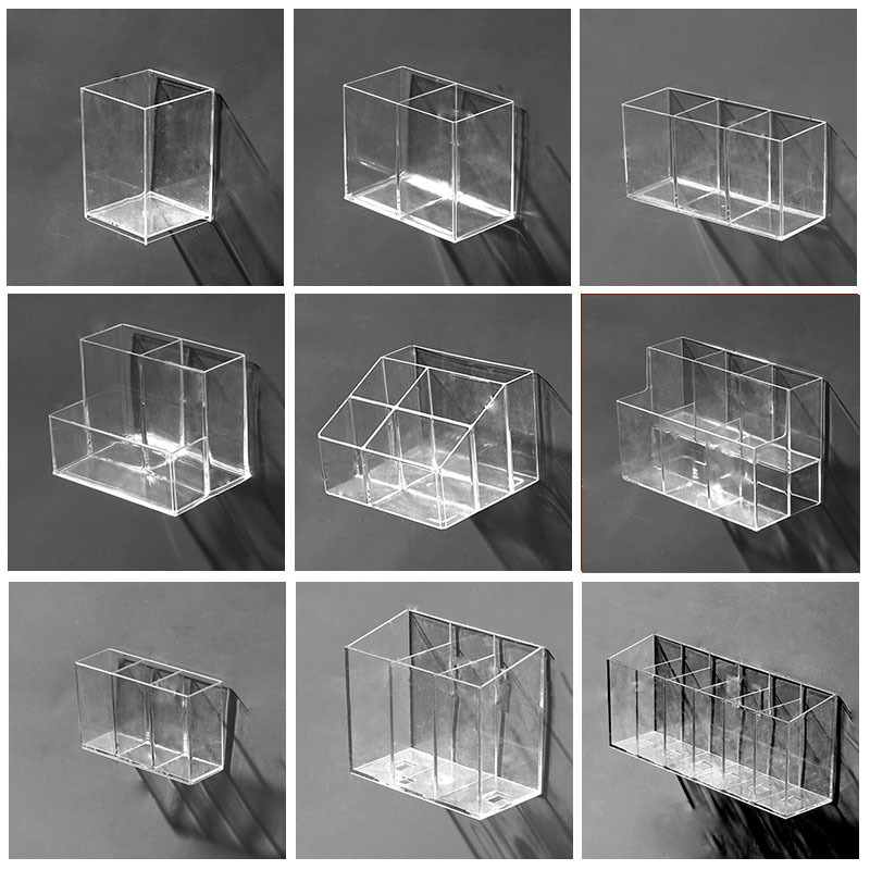Desktop Wall Hanging Storage Box with Transparent Acrylic Cosmetics Bathroom Stationery Station Kitchen Storage Rack Bedside