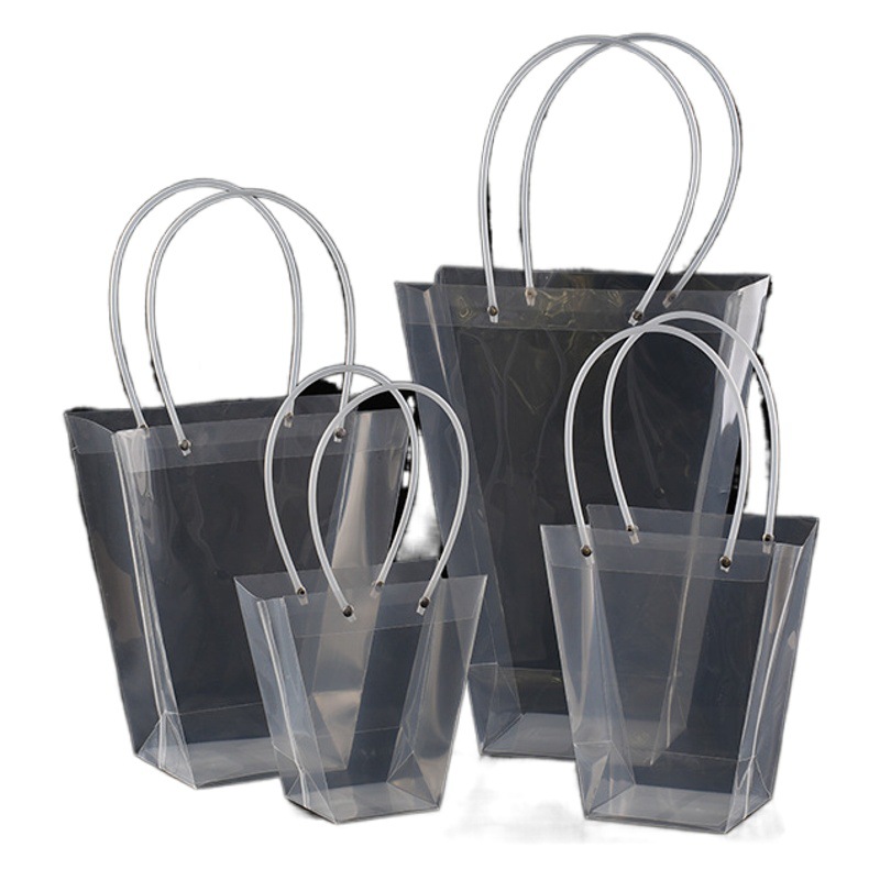 T-Shaped Flower Tote Bag Bouquet Packaging Bag Pvc Gift Bag Flower Shop Plant Vase Plastic Bag Thickened