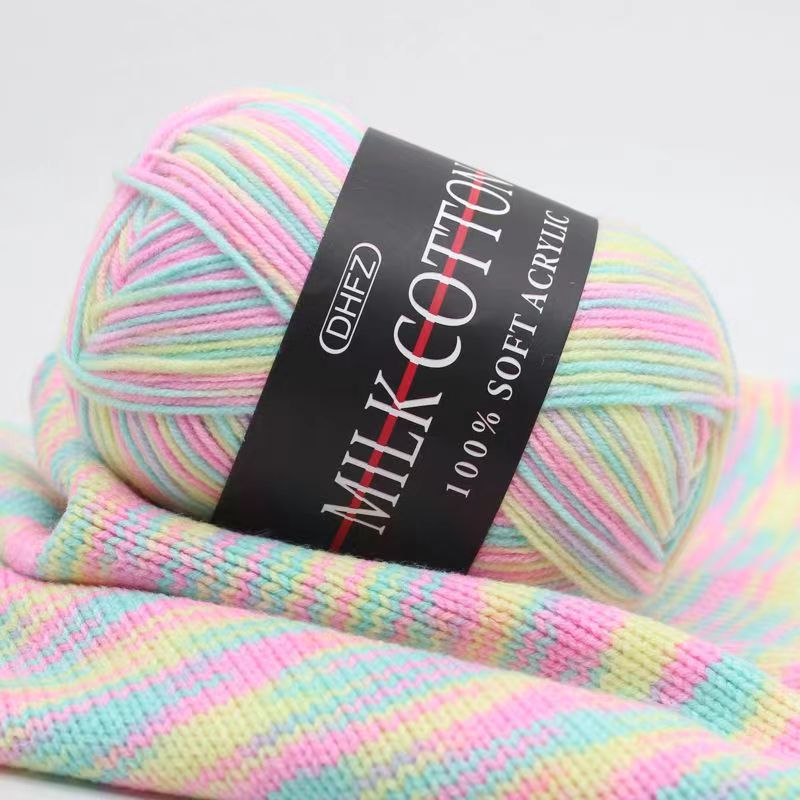 3-strand dyed milk cotton gradient three-strand wool ball baby infant sweater hand-woven diy combed cotton thread