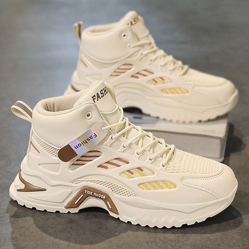Autumn Men's Shoes New Breathable High-top Shoes Men's Trendy All-match Thick-soled Mesh sneaker Casual Shoes for Torre Men