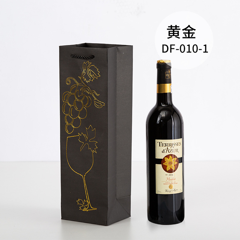 Picture of Red Wine Portable Paper Bag in Stock Hot Stamping Practical Red Wine Gift Packaging Bag Wine Portable Paper Bag Wholesale