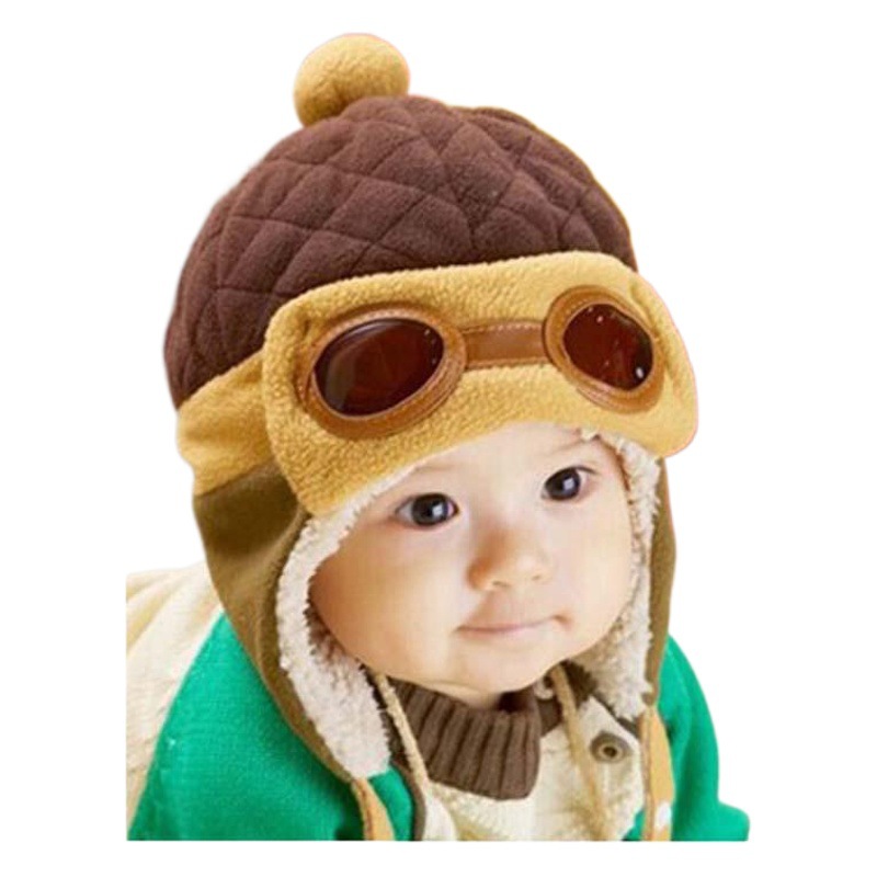 Autumn and winter children's fashion pilot earmuffs head hat outdoor cold-proof velvet warm glasses Lei Feng cap