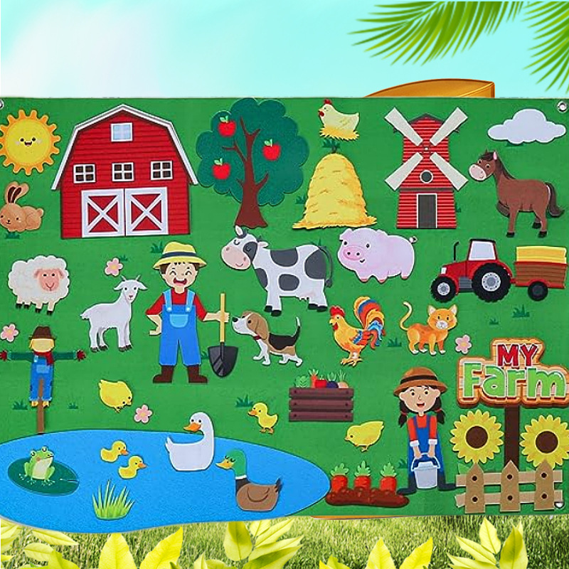 Picture of Amazon cross-border children's early education 3DIY three-dimensional felt game package storyboard learning board printing dinosaur animals
