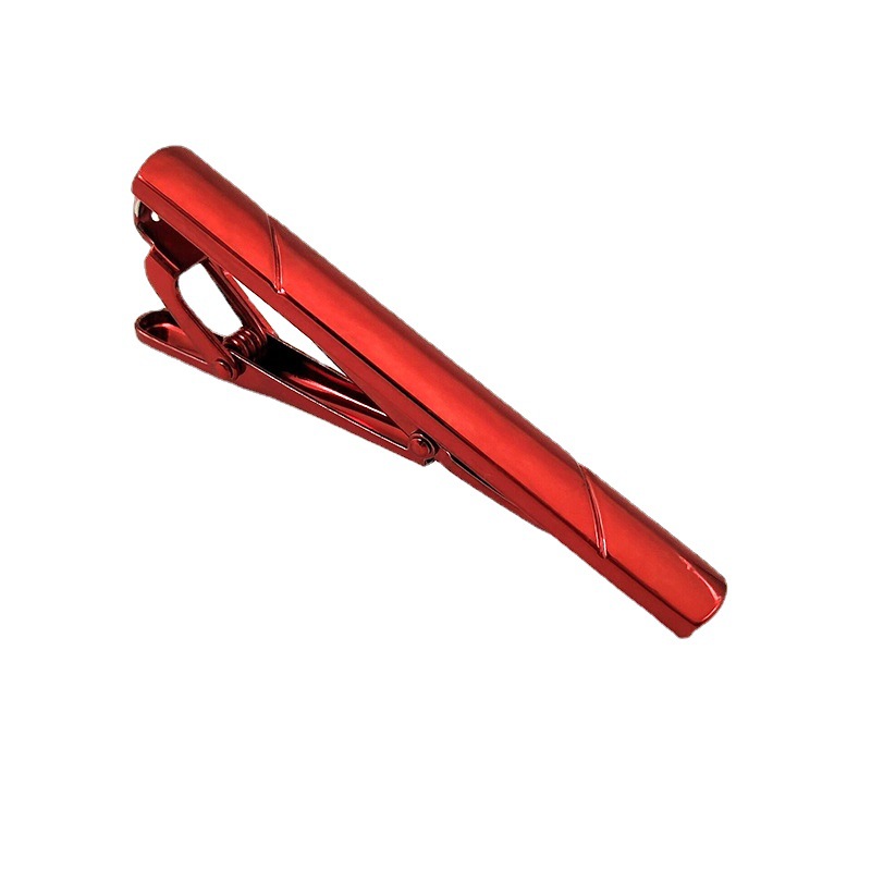 Picture of Summer set red clip color tie clip metal simple men's silver accessories tie clip business