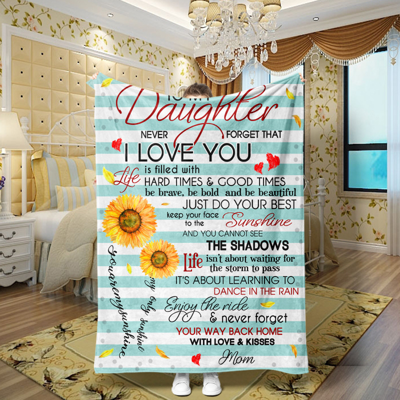 Picture of Family love teachers and students girlfriends love message flannel blanket summer air conditioning blanket autumn and winter nap printing blanket