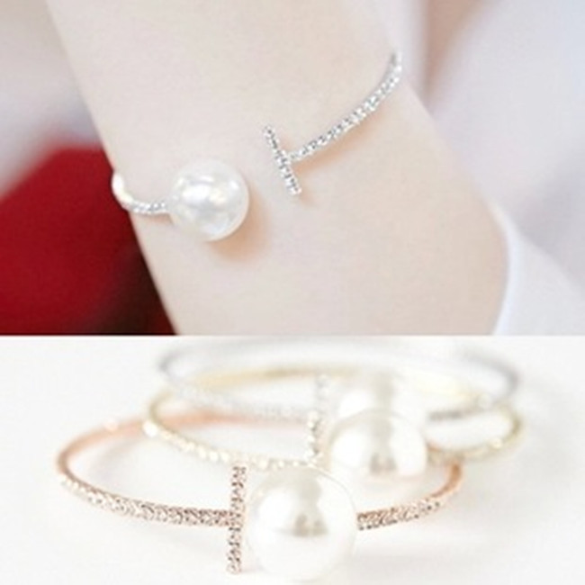 Korean style bracelet ladies with pearl bracelet exquisite 888 rhinestone ring open bracelet wholesale