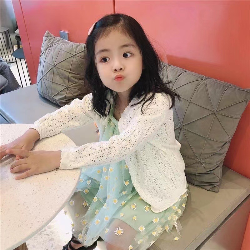 Picture of 2025 Girls' Long-sleeved Ice Silk Thin Top Baby's Cardigan Children's Spring and Autumn Long-sleeved Coat Sunscreen Clothes